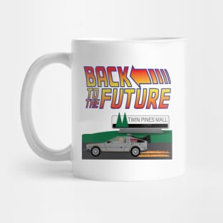 Einstein Zooms past the Twin Pines Mall in Doc Brown's Delorean Mug